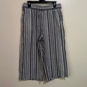 Banana Republic Women Beach Lunch Lounge M Wide Striped Cropped Pants